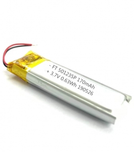 3.7V 170mAh Bluetooth player rechargeable lithium ion polymer battery 501235