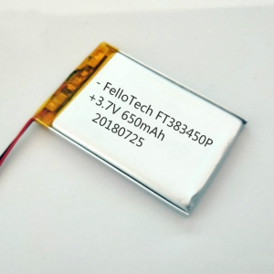 3.7V 650mAh lithium ion polymer battery383450 for Bluetooth speaker